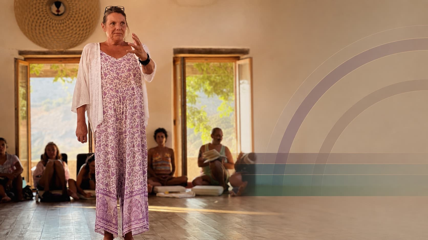 Ditte Marcher teaching beside layered developmental bands