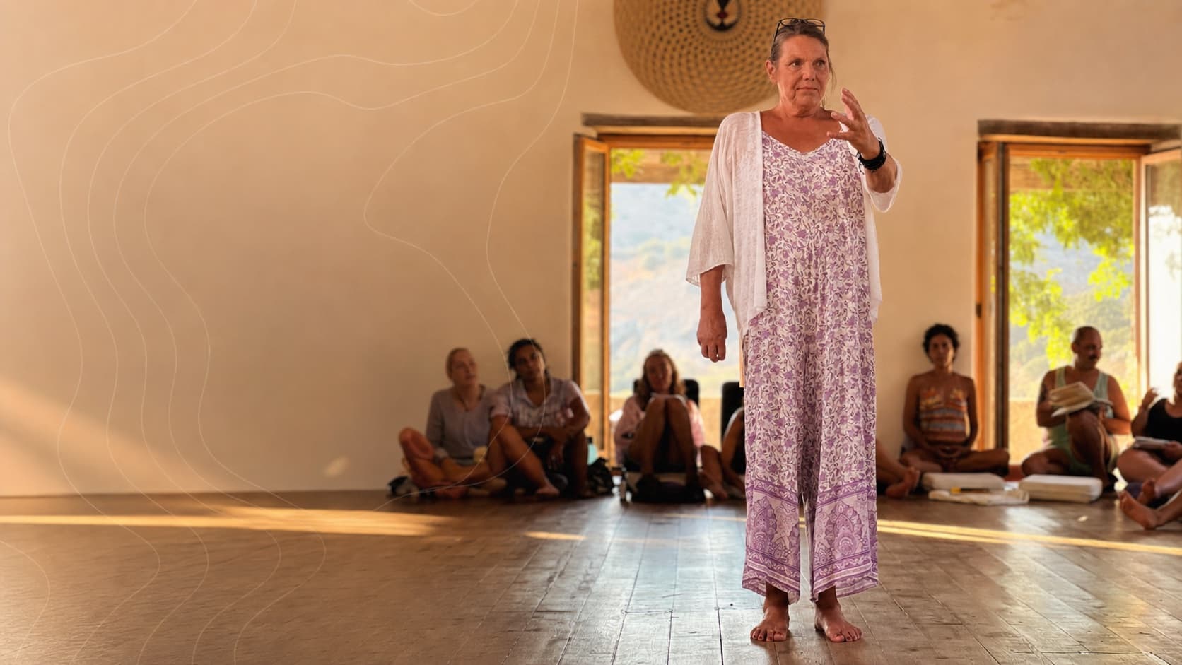 Ditte Marcher teaching a seated Bodynamic training group
